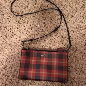Plaid Leather Coach Crossbody